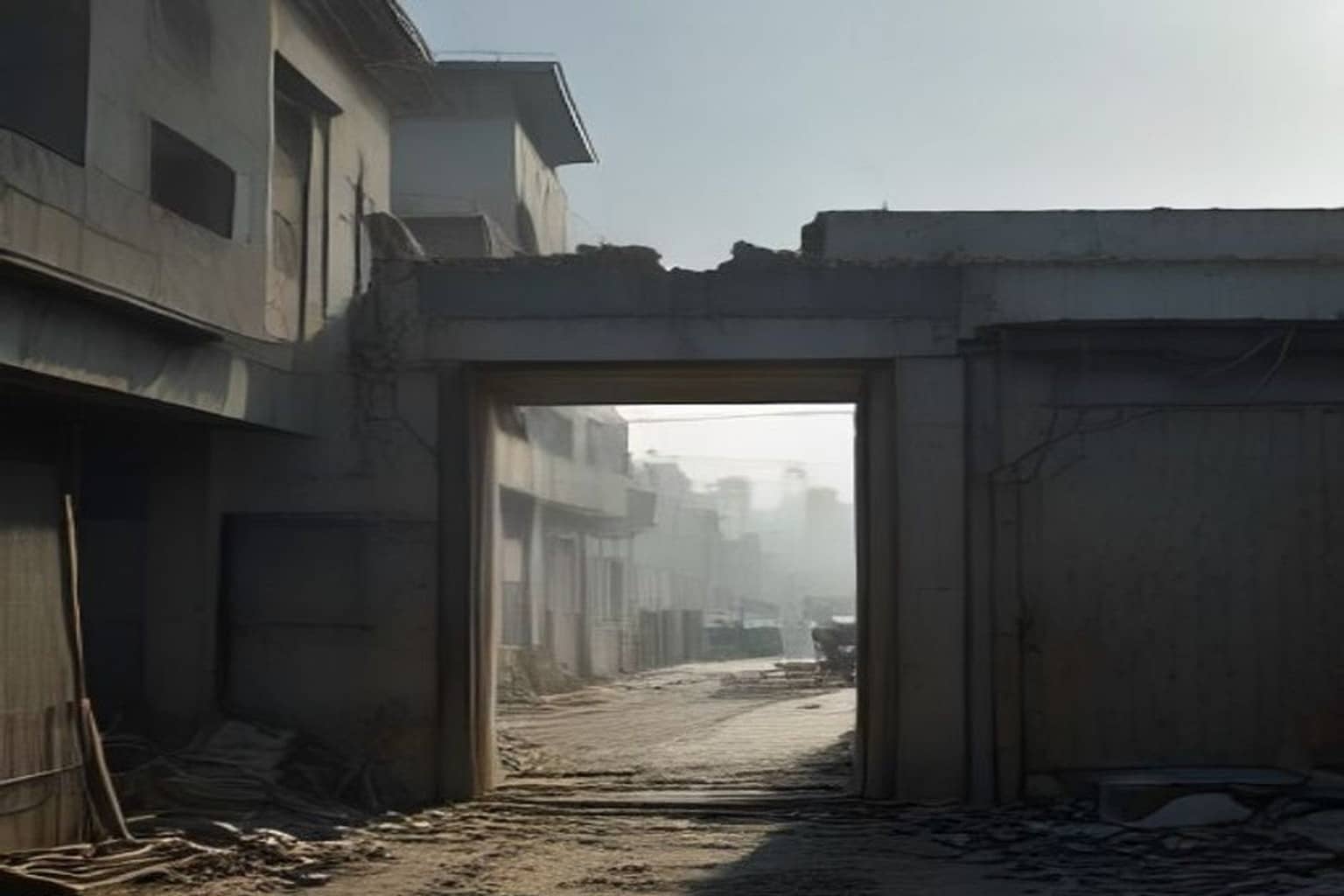 Demolition machinery and enforcement team outside a Gurugram licensed colony