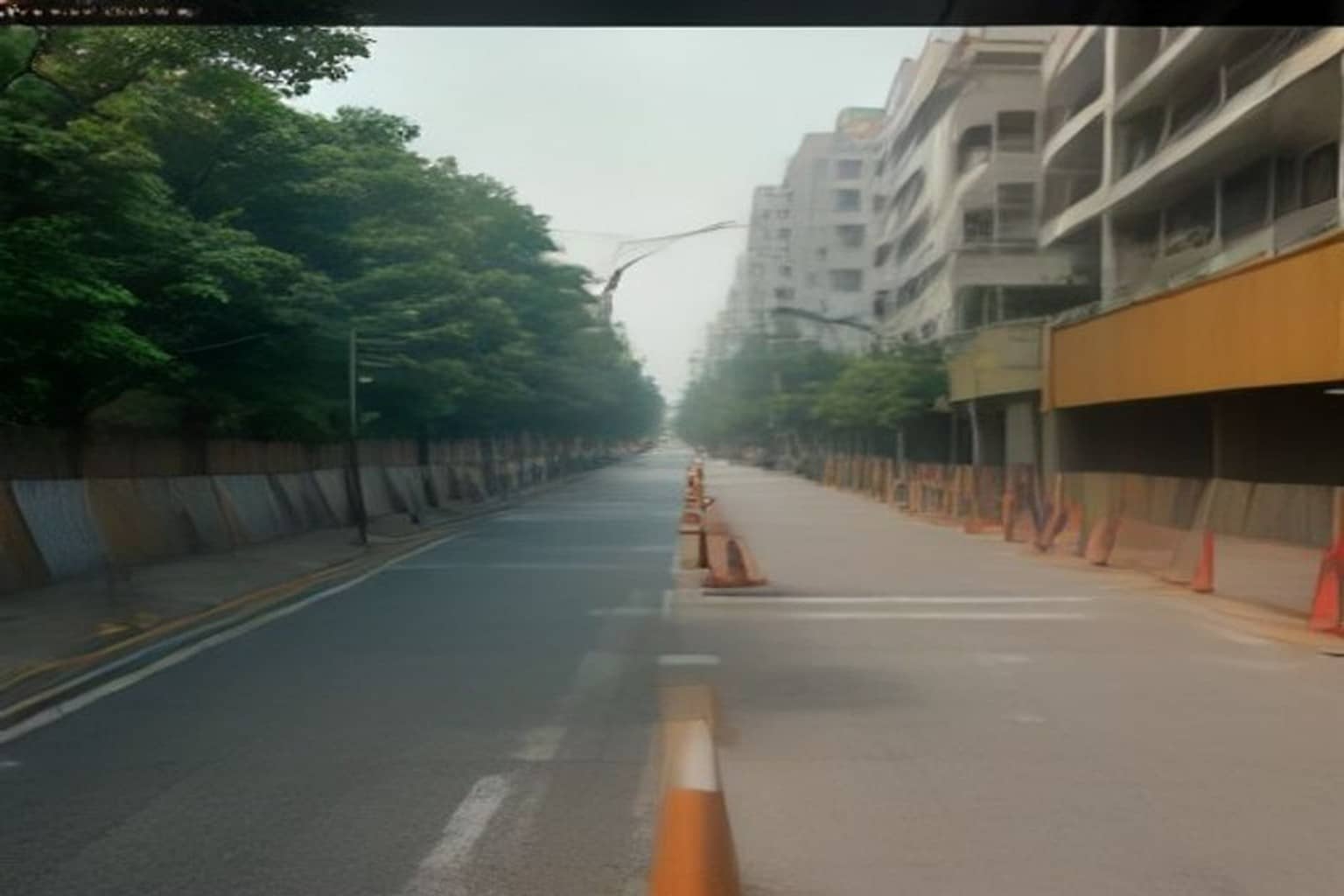 Barricaded service lane and road repair work at Iffco Chowk Gurugram