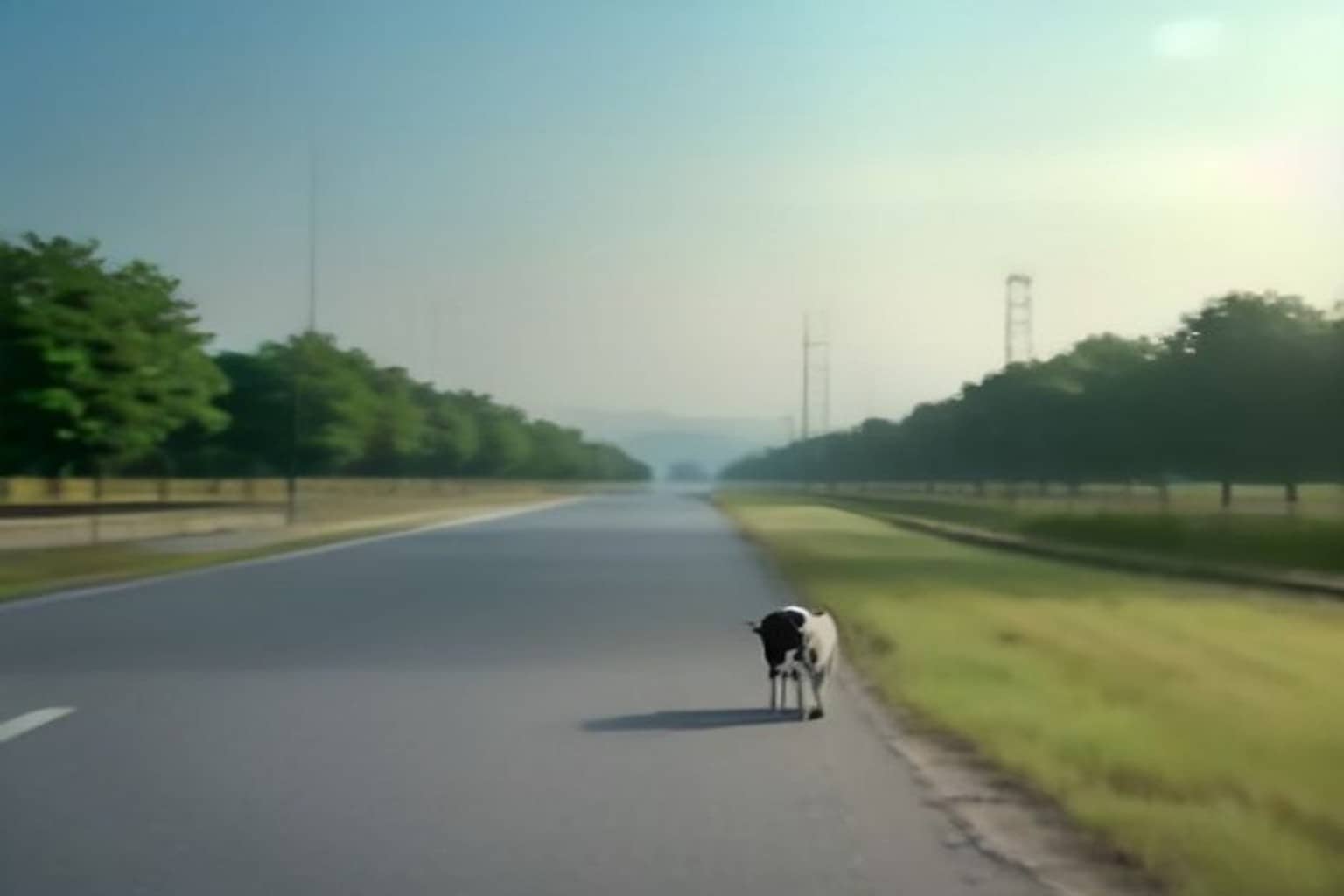 Stray cattle on a Gurugram road near a municipal catching drive