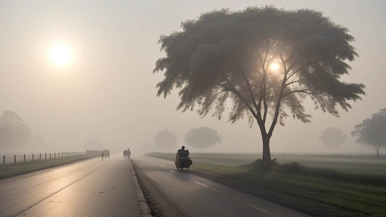Clear Skies Forecast for Varanasi; Morning Mist at Babatpur