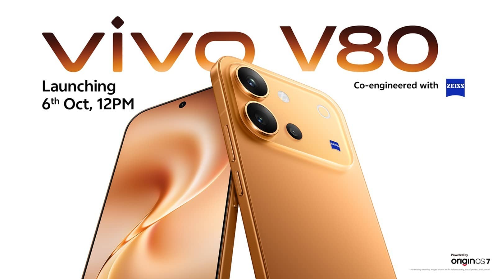 vivo V80 smartphone shown in an official lifestyle product banner with the device facing forward