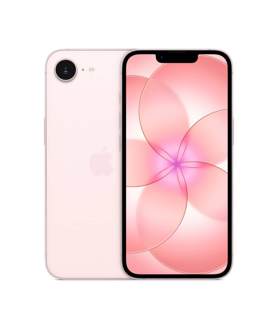 iPhone 17e in Soft Pink shown from the front and the back with its single rear camera