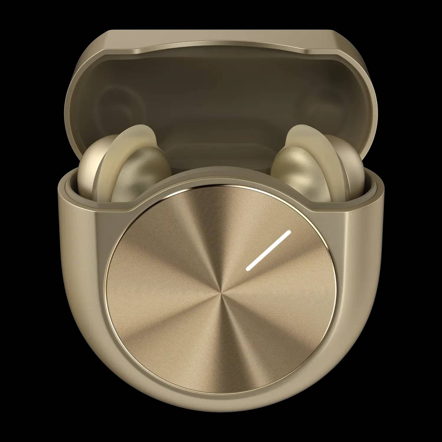 Noise Master Buds 2 earbuds in an open gold-coloured charging case.