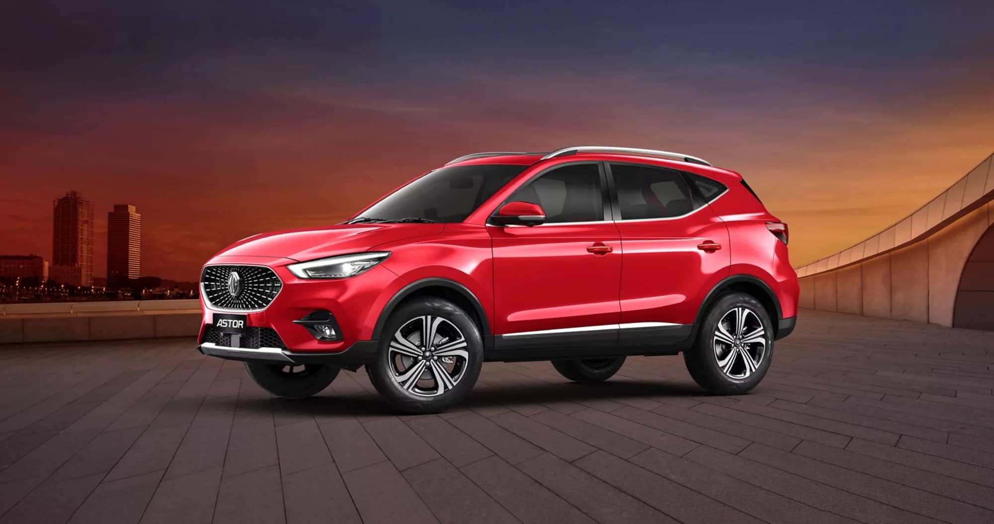 Red MG Astor SUV