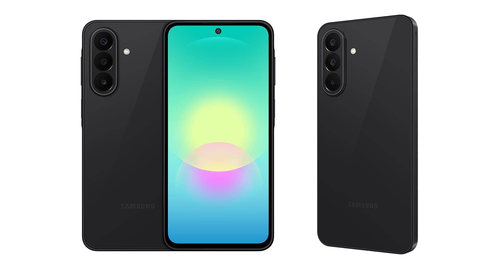 Samsung Galaxy A27 5G in black shown from the back and the front