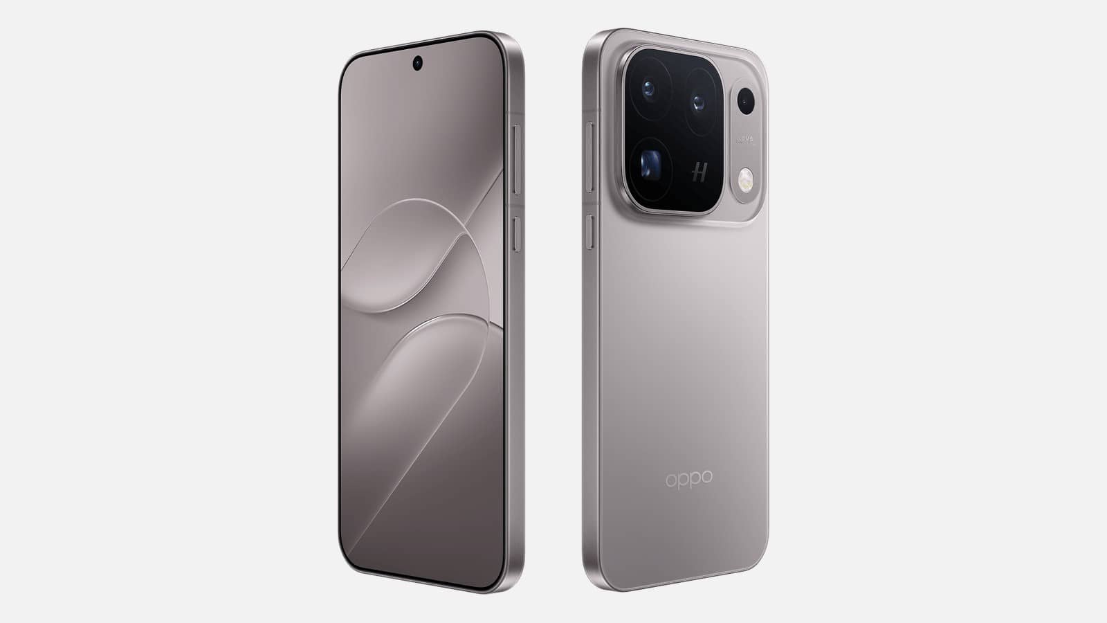 OPPO Find X10 Pro Max in Titanium Grey shown front and back at an angle