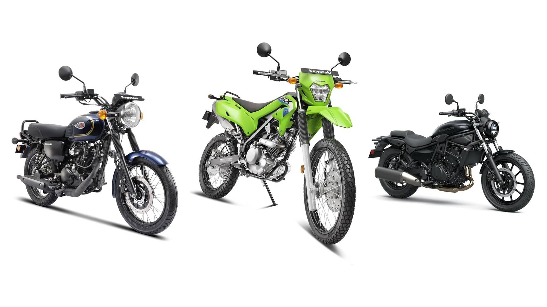 Kawasaki W175 Rs 1,21,000, KLX230 Rs 2,19,000, Eliminator Rs 6,16,000 price