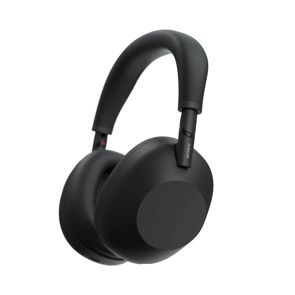 Black Sony WH-1000XM6 over-ear headphones seen from the side