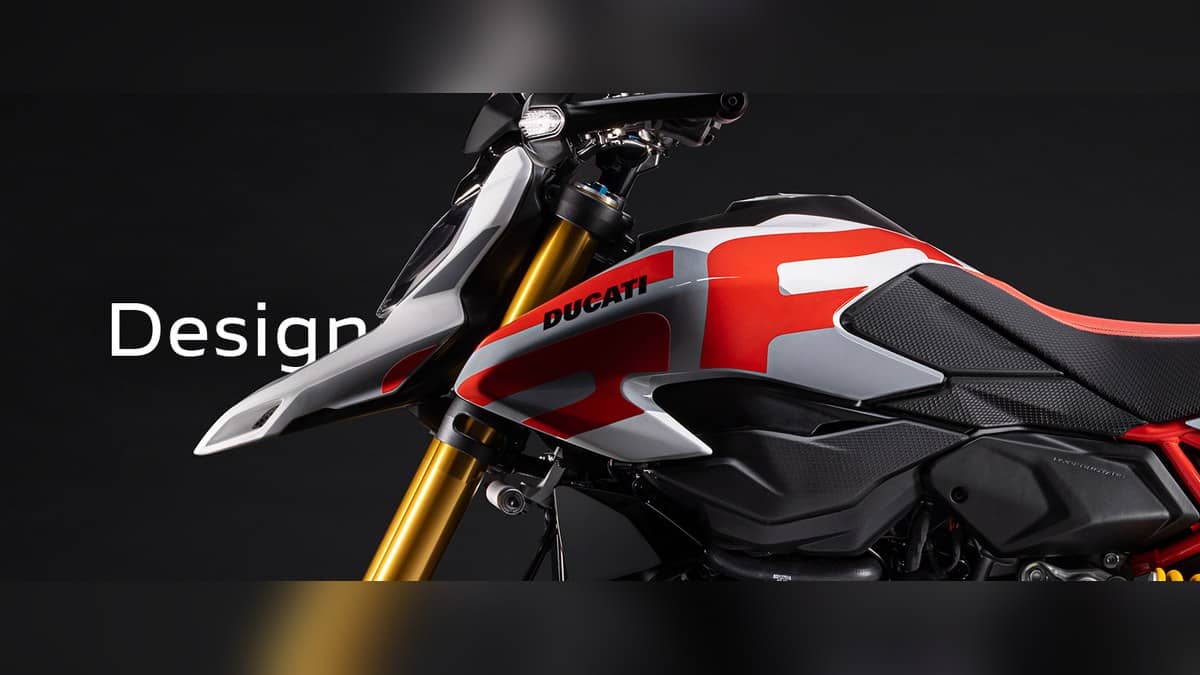 Ducati Hypermotard V2 motorcycle in the official landscape design banner