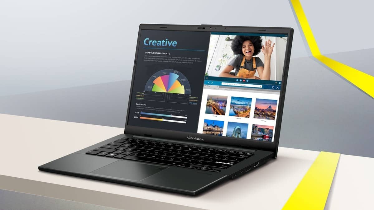 A person working on an ASUS Vivobook Go 14 in official landscape lifestyle artwork