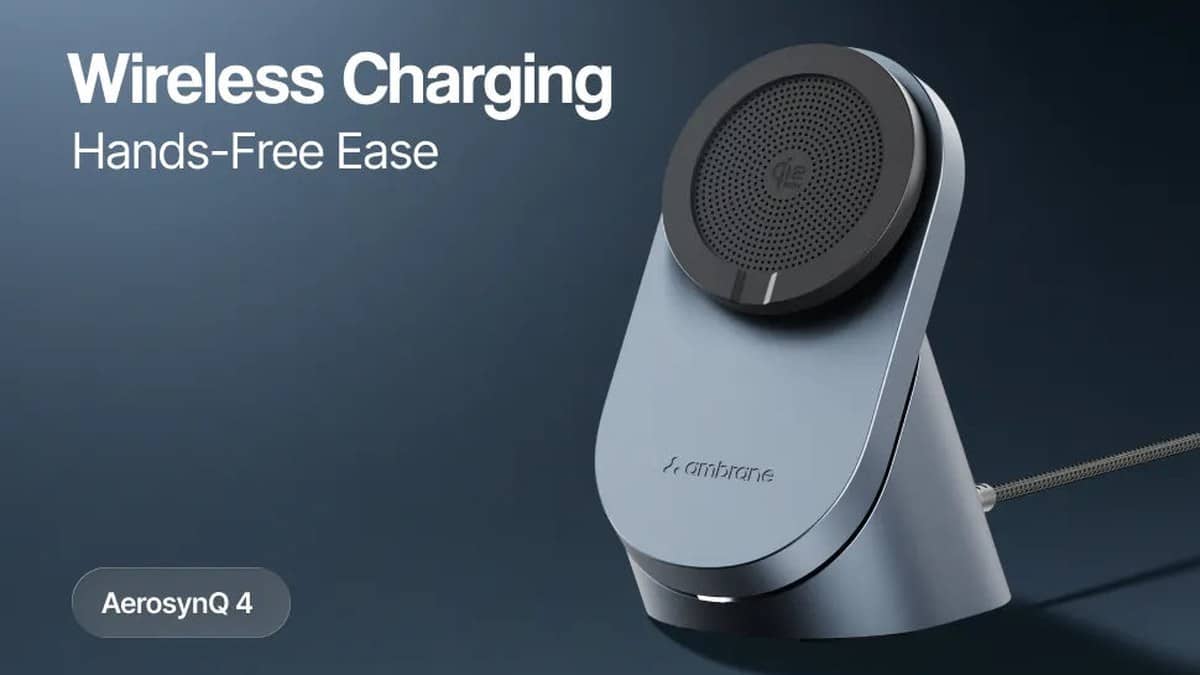 Ambrane AerosynQ 4 magnetic wireless charger in its official product banner