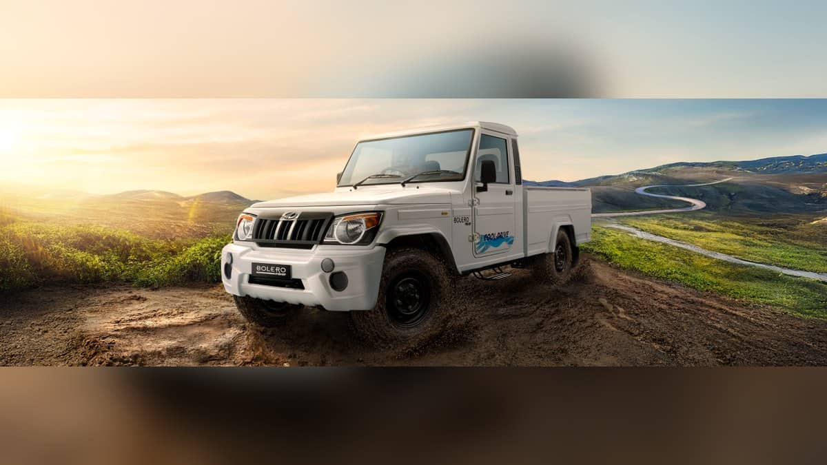 Mahindra Bolero Pik-Up in an official outdoor landscape product image