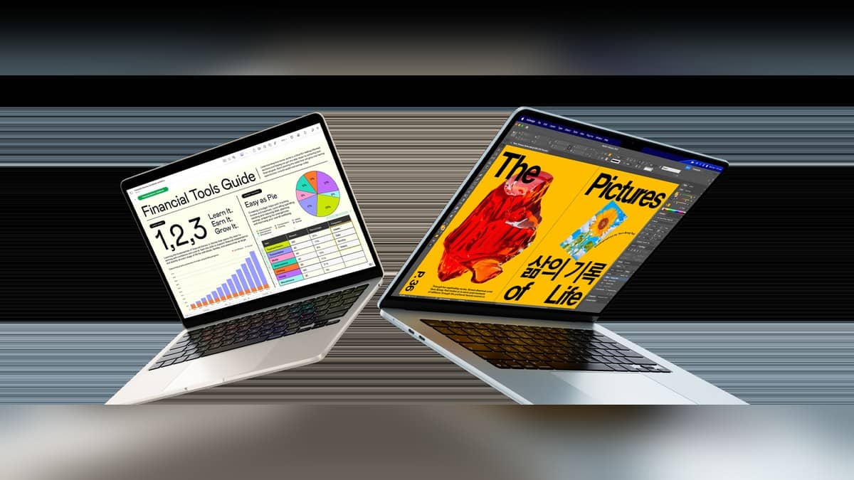 Landscape official illustration of 13-inch and 15-inch MacBook Air laptops