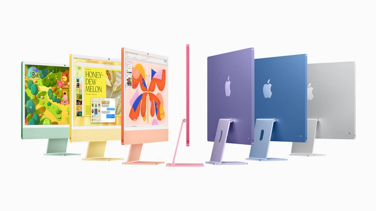 Landscape official image showing the 2024 iMac M4 colour lineup
