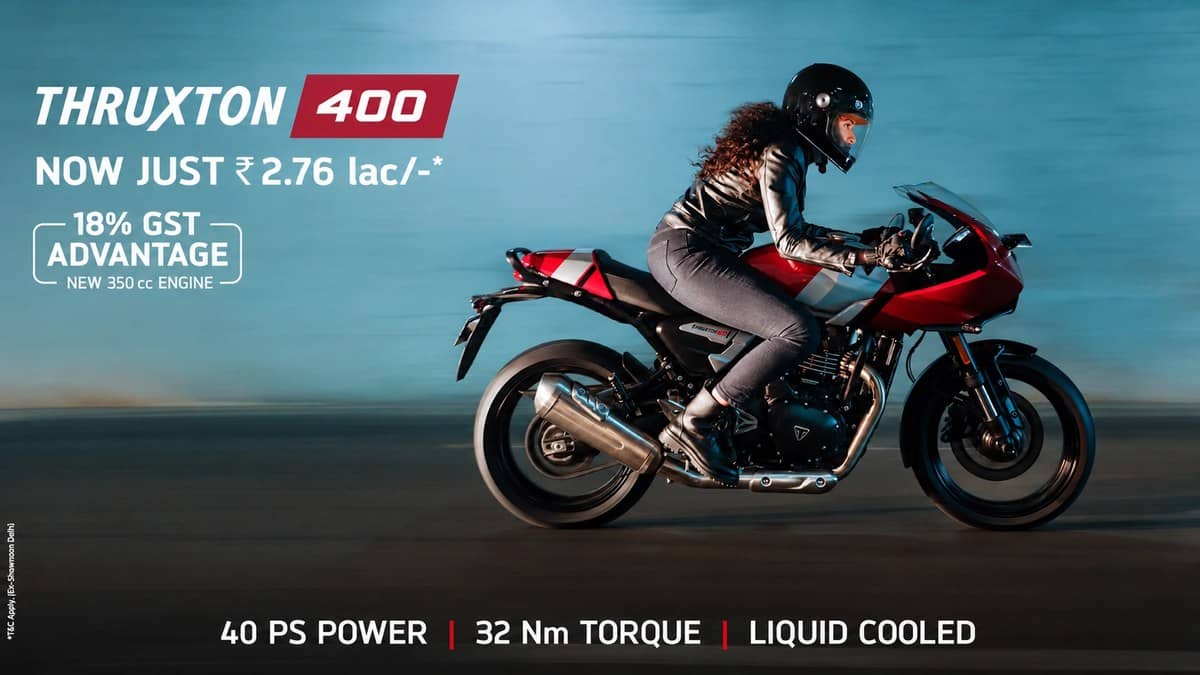 Triumph Thruxton 400 in the official 1920 by 1080 landscape banner